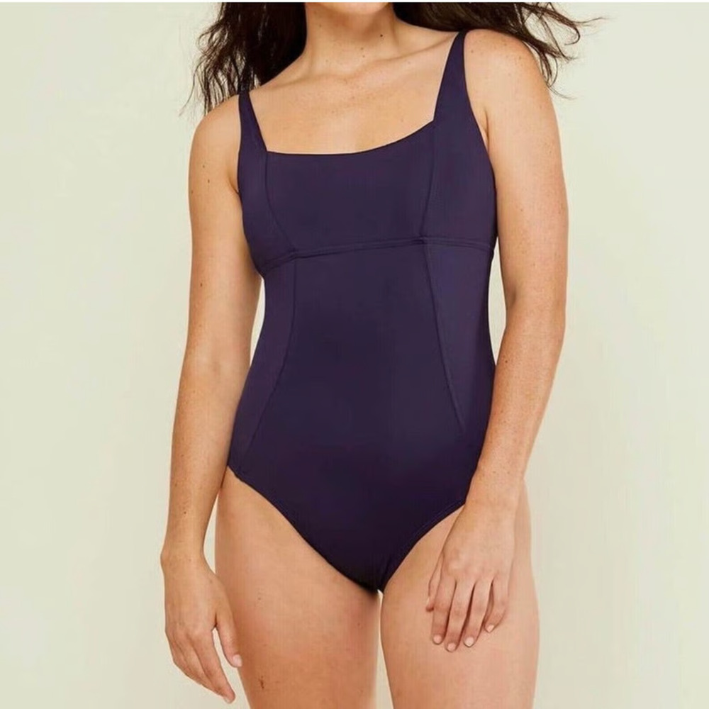 Andie Swim The Havana One Piece Swimsuit Size Large Navy Blue Adjustable Straps